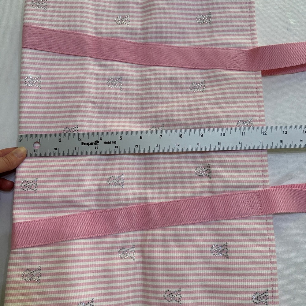 Victoria's Secret Pink Striped Canvas Tote Bag Rhinestone Accent Zip Closure - Picture 6 of 12